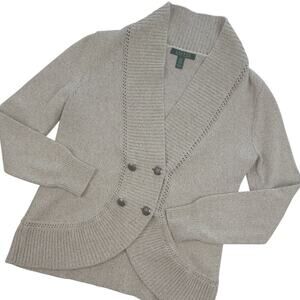Lauren Ralph Lauren Women's 100% Cotton Knit Sailing Cardigan Sz Small 4 Button
